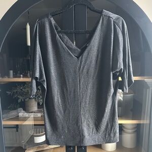 Diane Von Furstenberg Gray V-Neck Blouse Relaxed Fit